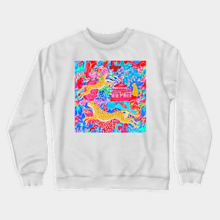 Panthers in chinoiserie garden Crewneck Sweatshirt